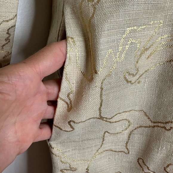 J Crew Shift Dress Silk Linen Blend Beige Gold Design Pockets Size 10 - Picture 4 of 10